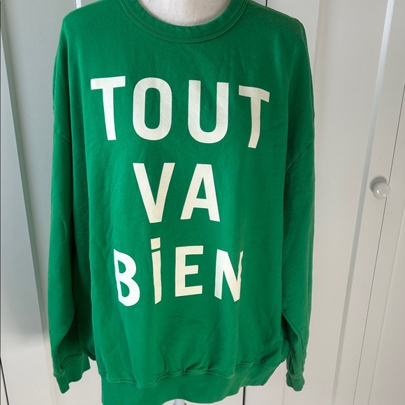 Clare V Tout Va Bien Green Sweatshirt 2XL - Picture 3 of 9